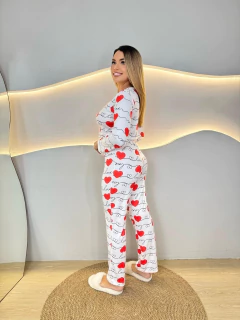 Pijama longo coração - loja online
