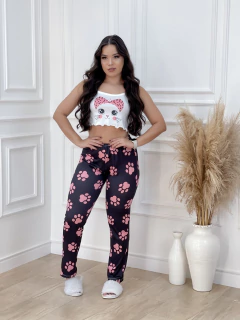 Pijama Longo de cropped gatinha - À Pascarelli