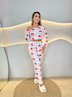 Pijama longo coração na internet