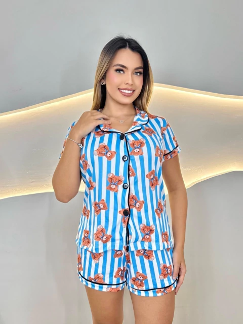 Pijama americano curto ursinho