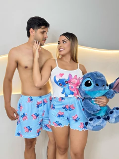 Kit casal Stitch coração e beijo