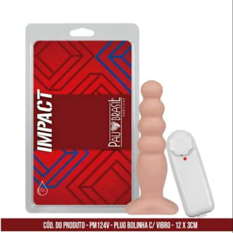 Plug Anal Bolinha Com Vibro 12x3cm Pau Brasil
