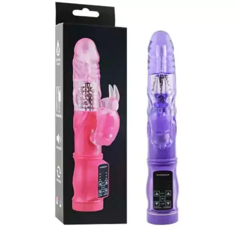 Vibrador rotativo com estimulador clitoriano