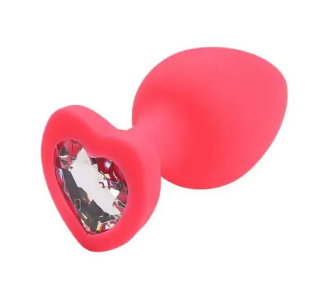 Plug De Silicone PINK Com Pedra em coração Tamanho M Mega Import