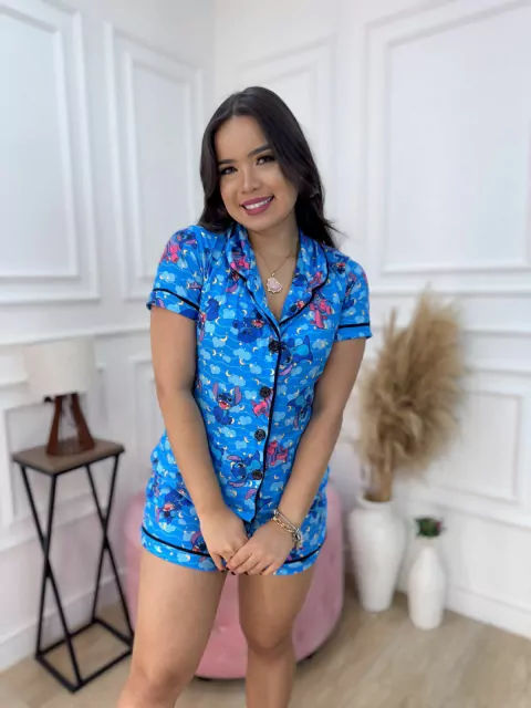 Americano Curto - Stitch No Triciclo F. Azul