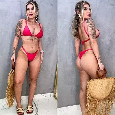 Biquíni Fita Conjunto ROSA PINK Éden Canelado Semi Fio Dental Estilo Gringa - comprar online