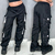 Calça Cargo Nicole PRETA Tactel com Bolsos E Detalhes Holográficos Moda Blogueira Estilo Gringa Festival