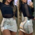 Saia Cargo METALIZADA Prata Estilo Gringa Blogueira Moda Balada Festival