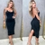Vestido Lana PRETO Suplex Midi Com Fenda Coladinho Estilo Blogueira Moda Gringa