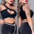 Cropped Luara PRETO Suplex com Recortes Nula Manga Um Ombro Moda Blogueira Estilo Gringa Balada Festival