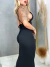 Vestido Liz PRETO Ribana Longo Tubinho Coladinho Estilo Blogueira Moda Gringa - Loja da Gabi