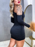 Vestido Fabi PRETO Poliamida Curto Manga Nula Tubinho Coladinho Suplex Estilo Blogueira Moda Gringa - loja online