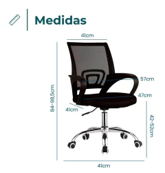 Silla Tek Negra Ergonómica c/ Soporte Lumbar y Base de Metal - tienda online