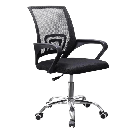 Silla Tek Negra Ergonómica c/ Soporte Lumbar y Base de Metal