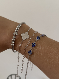 Pulseira Mini Elo Corações Ródio Branco (Semijoia) na internet