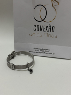 Pulseira Malha 8mm com Berloque Family (Aço Inox) - comprar online