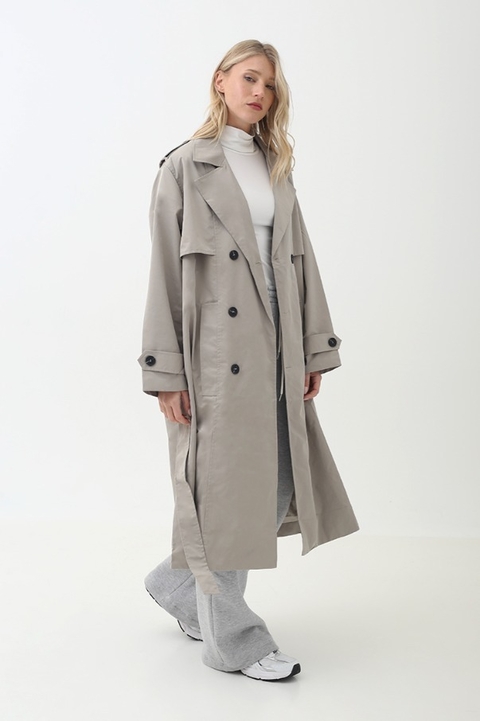 Trench con botones y lazo oversize semi impermeable