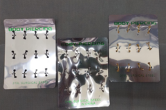 Piercing Umbigo Aço Cirúrgico Inoxidável Carteira c/12pçs