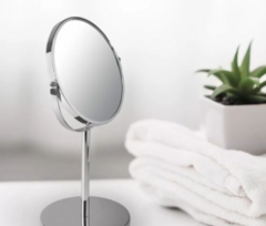 Espelho De Mesa Maquiagem Dupla Face Aumenta 2 X Gira 360 Graus