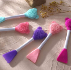 Pincel Para Máscara Facial Para Aplicação Em Forma De Urso Silicone Dupla Box c/12pçs