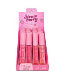 Cg303 Lip Gloss Strawberry Party City Girls Box C/24pçs