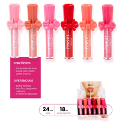 CS3684 Lip Gloss Glitter Shine Pink 21 - Box C/24pçs