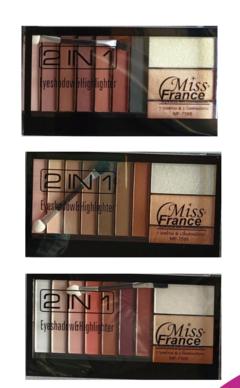 MF-7588 Paleta de Sombras e Iluminador Miss France Box C/12Un