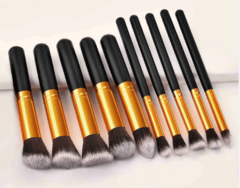 12 Kit C/10 Peças Conjunto De Pincel De Maquiagem Kabuki Profissional - Jony Cosmeticos