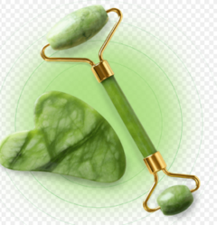 Kit 12 Massageador Rolo Massoterápia Facial Pedra Jade Anti Estresse e Anti Rugas com Embalagem Verde 3901-002