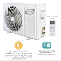 Aire acondicionado Evans Minisplit inverter 1 Tonelada Frío/Calor 12000 BTU plateado 208V - 230V AC-MSI-1.0T - tienda en línea