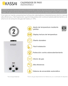 Calentador De Paso Instantáneo Natural Kassai 10 Lpm Kas-10n en internet