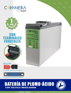 CONNERA Solar Battery 12V 170Ah Lead-Acid with Valve Regulator and Front Terminals, BATT12-170FT - TECNICA SER S.A DE C.V