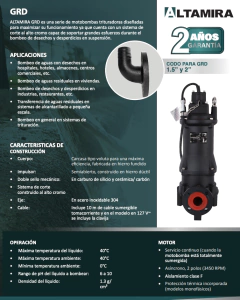 Bomba Sumergible Trituradora Altamira Serie Grd 1.5 Hp 220v, GRD1.5-15-1220A en internet