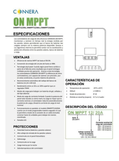 Controlador Carga Solar Connera Mppt 20 Amp Onmppt12/20a on internet