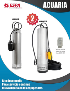 Bomba Sumergible Serie Acuaria Espa 7 Gpm 1/2 Hp 1f 115v - TECNICA SER S.A DE C.V