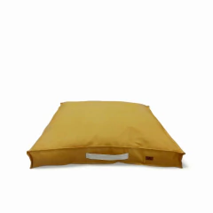 Cama para Cachorro Impermeável Almofada Futon Linho Mostarda Home Decor - Patas e Atos 