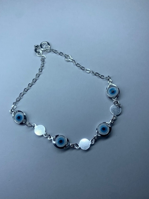 Pulseira olho grego claro com zircônias - comprar online