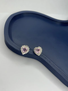 Brinco Coração com zircônia (azul,rosa,vermelho) na internet