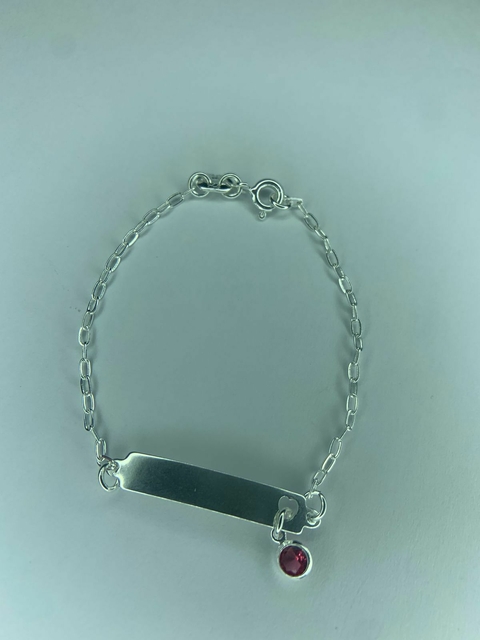 PULSEIRA CHAPA INFANTIL ZIRCONIA ROSA 14,5CM