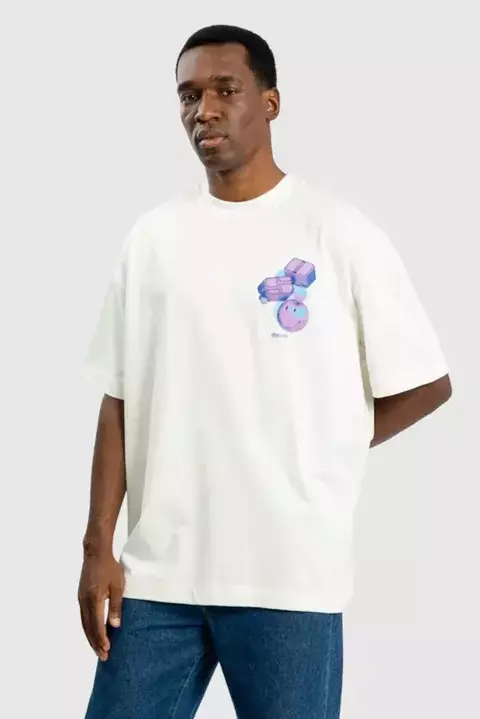 T-Shirt Baw Maxi Over Smiley - Off White - comprar online