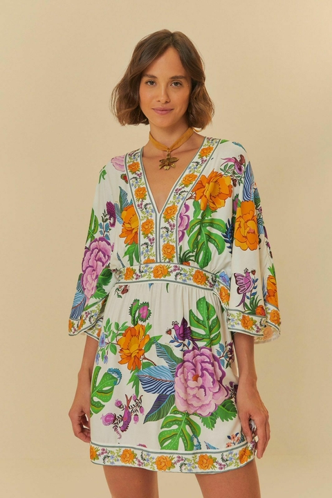 vestido Curto Estampado Doce Jardim - Farm