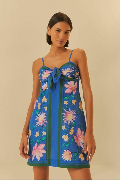 Vestido Curto Estampado Lenço Florido - Farm