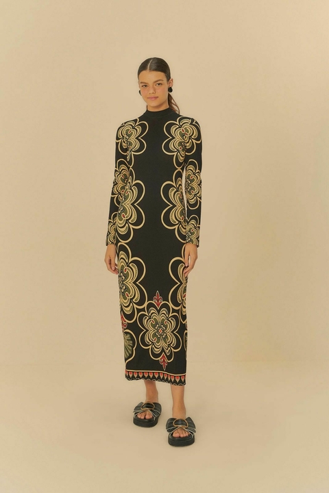 Vestido Midi Estampado Gráfico Místico- Farm - comprar online