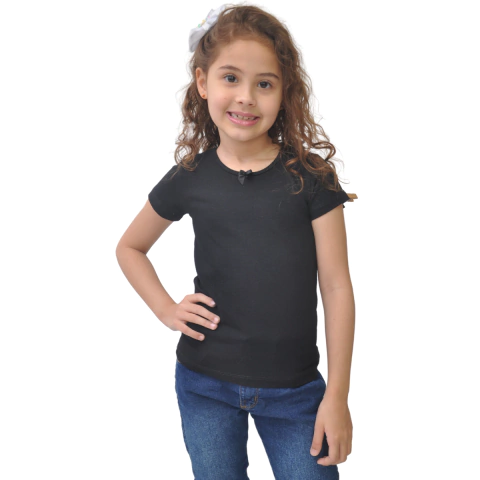 Blusa Manga Curta Cotton Infantil Menina 2 ao 8
