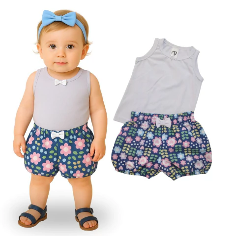 Conjunto bebê menina infantil verão bloguerinha - Curtir e Vestir