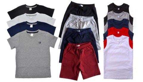 Kit 4 Bermudas 4 Camiseta M/curta 5 Regatas Juvenil 10 12 14 - comprar online