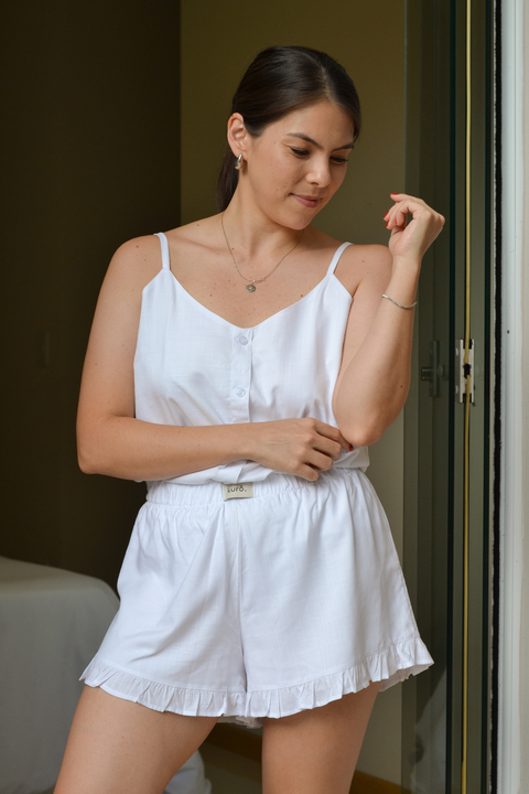 Pijama Alça Linen Branco - comprar online