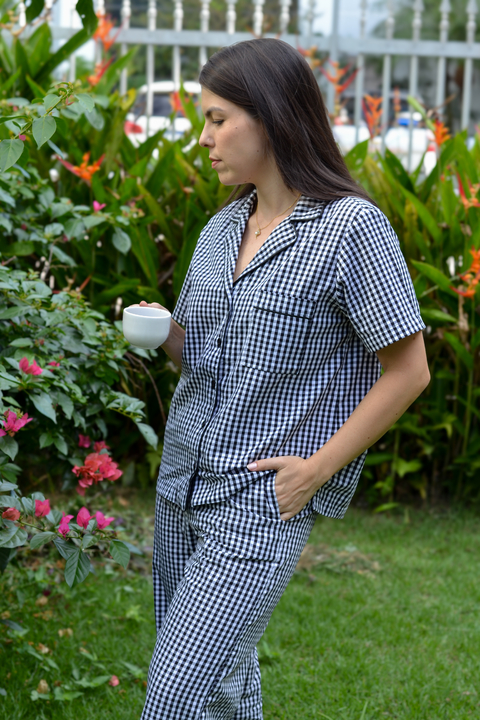 Pijama de Babado Nina Preto - comprar online