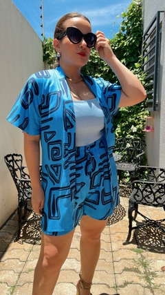 CONJUNTO VISCO LINHO SHORT E KIMONO ESTAMPADO - comprar online