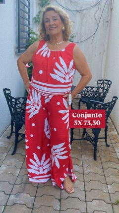 CONJUNTO DE CALÇA PANTALONA BLUSA REGATA ESTAMPADO - comprar online